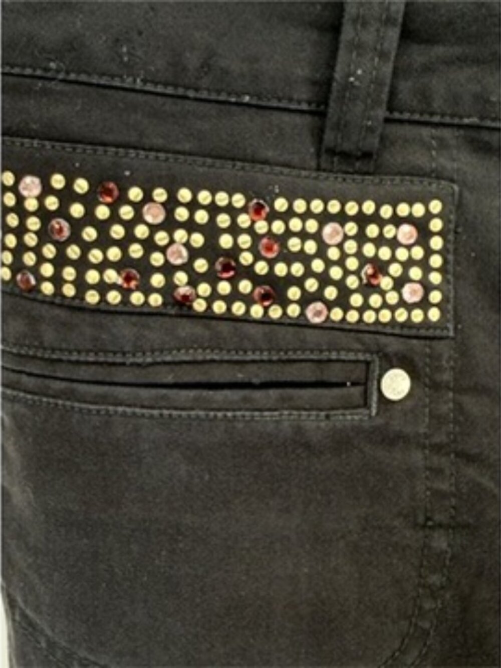 Y2K Votre Nom Black Rhinestone Low Rise Flare Jeans4/36 - Picture 3 of 12